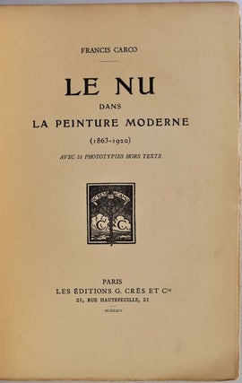 LE NU DANS LA PEINTURE MODERNE (1863-1920).