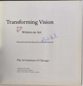 Transforming Vision: Writers on Art. Signed by fifteen contributing authors.