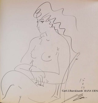 HANS ERNI. With a pencil sketch of a female nude and signed by Hans Erni.