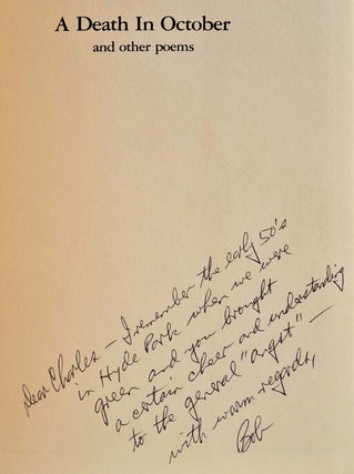 A DEATH IN OCTOBER and other poems. Signed and inscribed by Robert M. Lipgar.