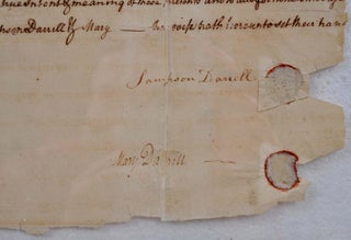 1760 Land Sale Receipt, Release or Indenture for 200 acres of land continguous to Mt. Vernon, sold by Sampson and Mary Darrell to George Washington.