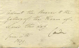 Item #017668 An 1839 note signed by John Pratt, 1st Marquess Camden (1759-1840) admitting the...