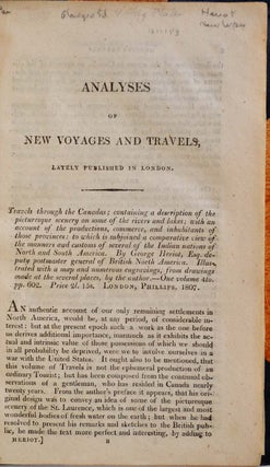 TRAVELS THROUGH THE CANADAS; Containing a Description of the Picturesque Scenery on some of the Rivers and Lakes...