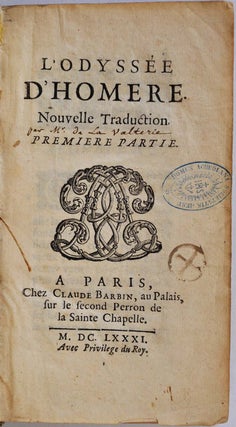 L'ODYSSEE D'HOMERE Noubelle Traduction. Two volume set.