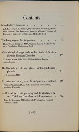 LANGUAGE AND THOUGHT IN SCHIZOPHRENIA. Collected Papers. Presented at the Meeting of the American Psychiatric Association, May 12, 1939, Chicago Illinois and Brought up to Date.