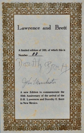 LAWRENCE AND BRETT. A Friendship. Limited edition signed by Dorothy Brett and John Manchester.