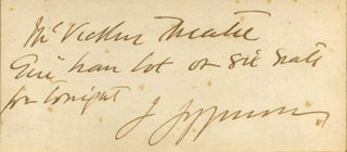 Item #018240 A note handwritten and signed by Joseph Jefferson framed with a photographic studio...