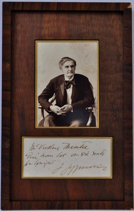 A note handwritten and signed by Joseph Jefferson framed with a photographic studio portrait.
