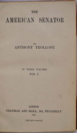 THE AMERICAN SENATOR. In Three Volumes.