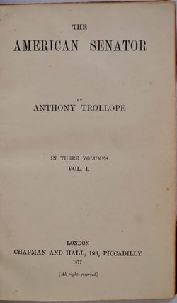 THE AMERICAN SENATOR. In Three Volumes.