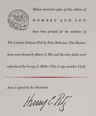 DOMBEY AND SON. Dealings with the Firm of Dombey and Son Wholesale, Retail and for Exploration. Limited edition signed by Henry C. Pitz. Two volume set.