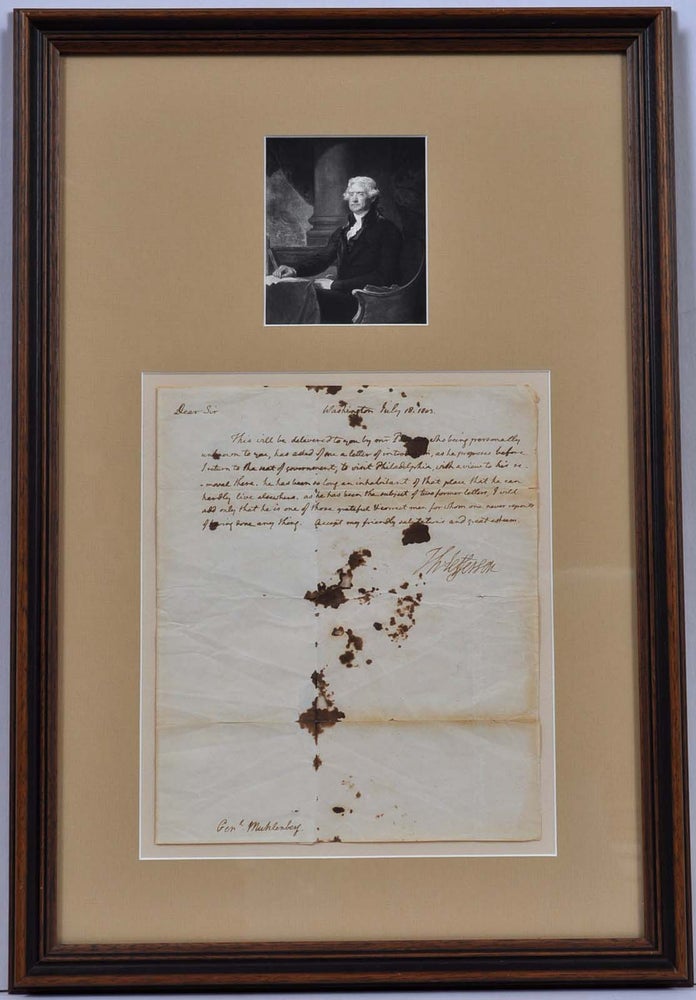 Item #018609 Letter handwritten and signed by Thomas Jefferson while President. Thomas Jefferson.