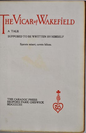 THE VICAR OF WAKEFIELD. A Tale Supposed To Be Written By Himself. Two volume set.