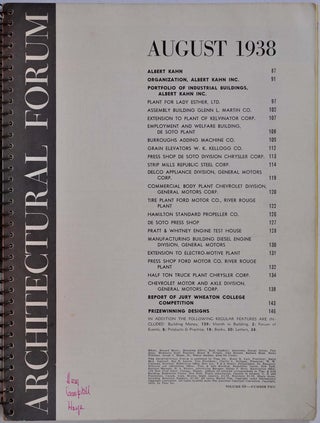 ARCHITECTURAL FORUM. Volume 69, Number Two. August 1938. Signed and inscribed by Albert Kahn.