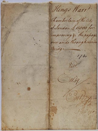 King's Warrant (document) relating to London Bridge signed by King George II.