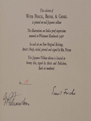 WITH PENCIL, BRUSH AND CHISEL. The Life of an Artist. Limited edition printed on Japanes vellum signed by Emil Fuchs.
