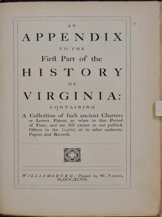 THE HISTORY OF THE FIRST DISCOVERY AND SETTLEMENT OF VIRGINIA.