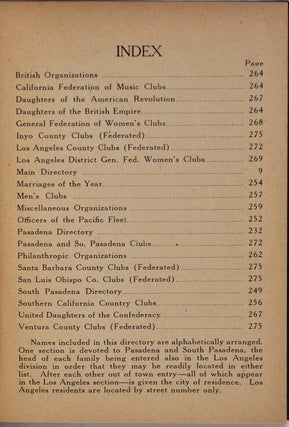 SOUTHWEST BLUE BOOK 1922-1923. A Society Directory of Names, Addresses, Telephone Numbers, Names of Clubs and Their Officers.