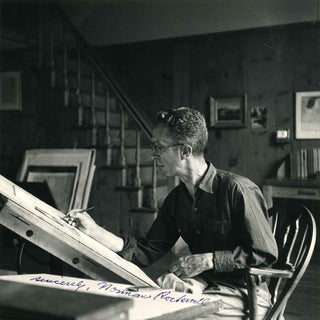Item #019026 Photograph of Norman Rockwell in his studio, signed by Norman Rockwell (1894-1978)....