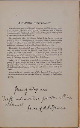 SPANISH ARCADIA. Signed and inscribed by Juan J. de la Guerra.