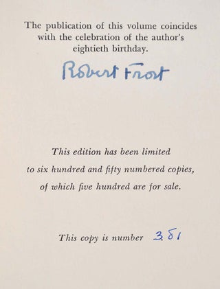 AFORESAID. Limited edition signed by Robert Frost.