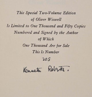 OLIVER WISWELL. Limited edition signed by Kenneth Roberts.