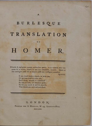 A BURLESQUE TRANSLATION OF HOMER.