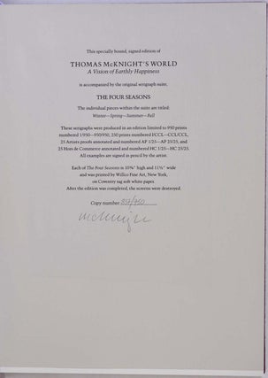 THOMAS MCKNIGHT'S WORLD: A Vision of Earthly Happiness. Limited edition signed by Thomas McKnight.