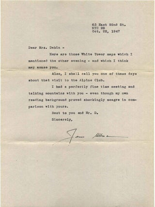 Item #019374 Typed letter and two maps signed by James Ramsey Ullman. James Ramsey Ullman