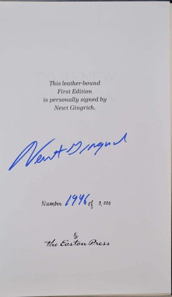 TO RENEW AMERICA. Limited edition signed by Newt Gingrich.