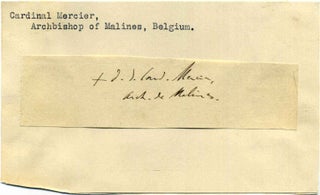 Item #019528 Autograph of Cardinal Desire-Felicien-Francois-Joseph Mercier (1851-1936). Joseph...