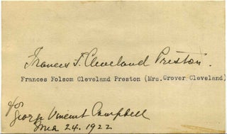 Item #019529 Autograph of Frances Folsom Cleveland Preston (1864-1947) (Mrs. Grover Cleveland)....