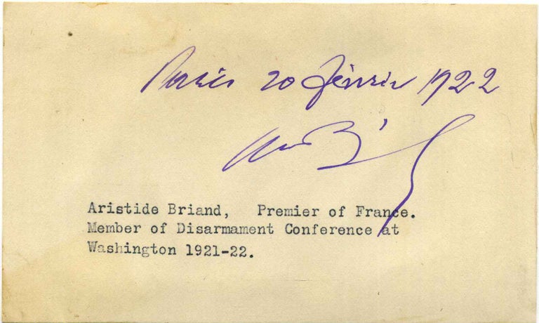 Item #019531 Autograph of Aristide Briand (1862-1932). Aristide Briand.
