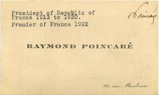 Item #019533 Autograph of Raymond Poincare (1860-1934). Raymond Poincare