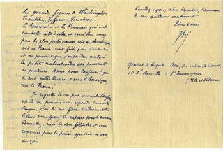 Letter handwritten and signed by Elie Augustin Boe (1853-1939).