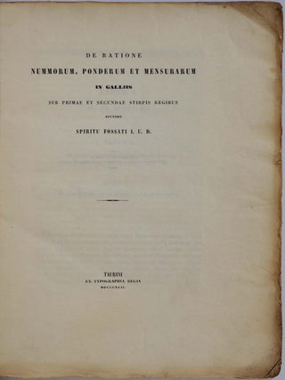 Item #019585 De ratione nummorum, ponderum et mensurarum in Galliis sub primae et secundae...
