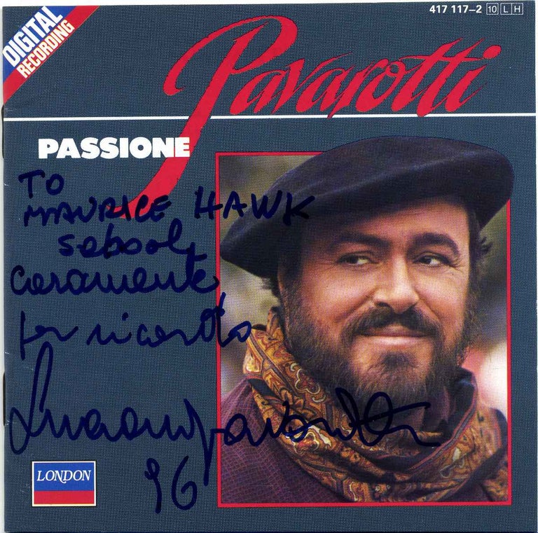 Item #019633 Compact Disc recording with printed insert signed by Luciano Pavarotti. Luciano Pavarotti.