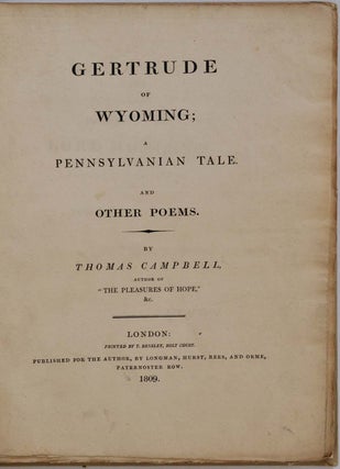 GERTRUDE OF WYOMING; A Pennsylvanian Tale, and other poems.
