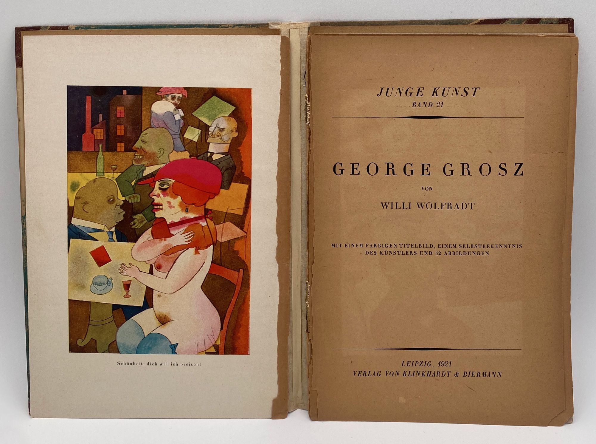 JUNGE KUNST. Band 21. George Grosz. Signed, inscribed, and with a