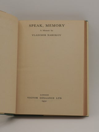 SPEAK, MEMORY. A Memoir.