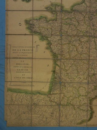 Tableau general et itineraire de la France divisee en departemens, ou se trouvent partie de l'Angleterre, la Hollande, partie de l'Alemagne, la Suisse. Partie de l'Italie et l'Isle de Corse.