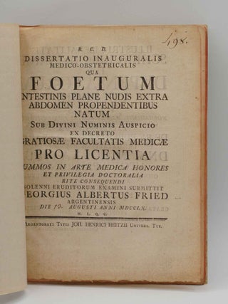 B.C.D. DISSERTATIO INAUGURALIS MEDICO-OBSTETRICALIS QUA FOETUM Intestinis Plane Nudis Extra...