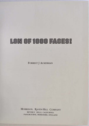 LON OF 1000 FACES! One of 52 copies of the signed and limited lettered edition.