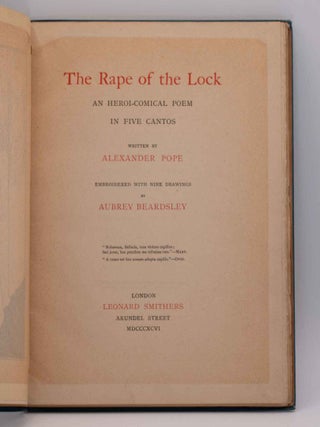 THE RAPE OF THE LOCK. An Heroi-Comical Poem In Five Cantos.