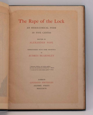 THE RAPE OF THE LOCK. An Heroi-Comical Poem In Five Cantos.
