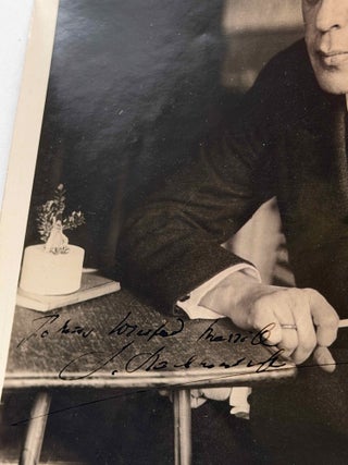 Photograph signed and inscribed by Sergei Rachmaninoff.