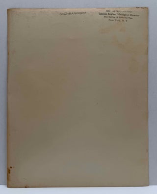 Photograph signed and inscribed by Sergei Rachmaninoff.