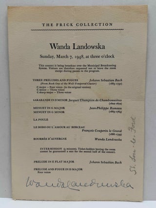Program signed by Wanda Landowska