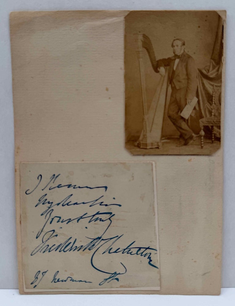 Item #020623 Note handwritten and signed by Frederick Chatterton, with a ca. 1860 portrait photograph. Frederick Chatterton.