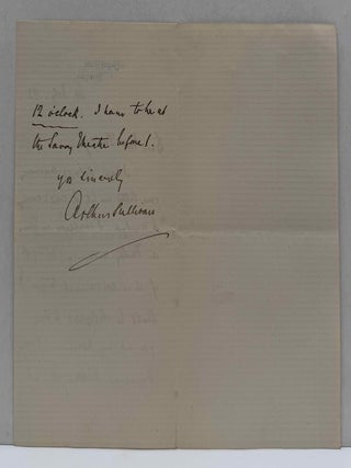 Letter handwritten and signed by Arthur Sullivan
